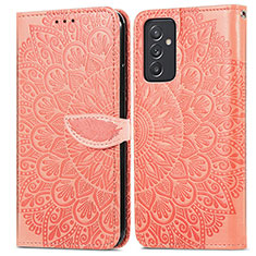 Leather Case Stands Fashionable Pattern Flip Cover Holder S04D for Samsung Galaxy A24 4G Orange