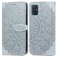 Leather Case Stands Fashionable Pattern Flip Cover Holder S04D for Samsung Galaxy A71 5G Gray