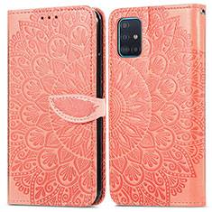 Leather Case Stands Fashionable Pattern Flip Cover Holder S04D for Samsung Galaxy A71 5G Orange
