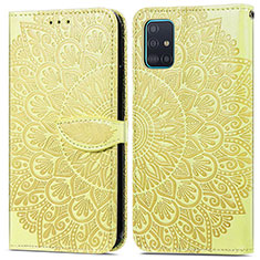 Leather Case Stands Fashionable Pattern Flip Cover Holder S04D for Samsung Galaxy A71 5G Yellow