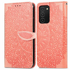 Leather Case Stands Fashionable Pattern Flip Cover Holder S04D for Samsung Galaxy F02S SM-E025F Orange