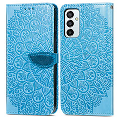 Leather Case Stands Fashionable Pattern Flip Cover Holder S04D for Samsung Galaxy F23 5G Blue