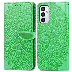 Leather Case Stands Fashionable Pattern Flip Cover Holder S04D for Samsung Galaxy F23 5G Green