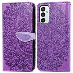 Leather Case Stands Fashionable Pattern Flip Cover Holder S04D for Samsung Galaxy M23 5G Purple