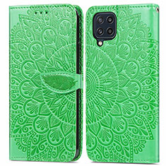 Leather Case Stands Fashionable Pattern Flip Cover Holder S04D for Samsung Galaxy M32 4G Green