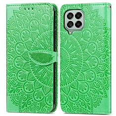 Leather Case Stands Fashionable Pattern Flip Cover Holder S04D for Samsung Galaxy M53 5G Green