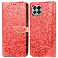 Leather Case Stands Fashionable Pattern Flip Cover Holder S04D for Samsung Galaxy M53 5G Red