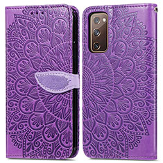 Leather Case Stands Fashionable Pattern Flip Cover Holder S04D for Samsung Galaxy S20 FE 5G Purple