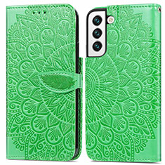 Leather Case Stands Fashionable Pattern Flip Cover Holder S04D for Samsung Galaxy S21 Plus 5G Green