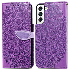 Leather Case Stands Fashionable Pattern Flip Cover Holder S04D for Samsung Galaxy S21 Plus 5G Purple