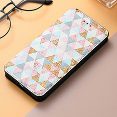 Leather Case Stands Fashionable Pattern Flip Cover Holder S04D for Samsung Galaxy S24 Ultra 5G White