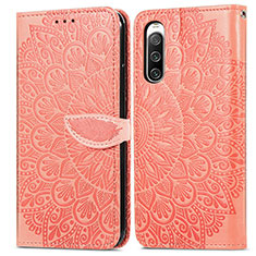 Leather Case Stands Fashionable Pattern Flip Cover Holder S04D for Sony Xperia 10 IV SOG07 Orange