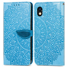 Leather Case Stands Fashionable Pattern Flip Cover Holder S04D for Sony Xperia Ace III Blue
