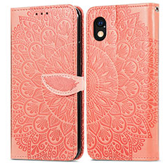 Leather Case Stands Fashionable Pattern Flip Cover Holder S04D for Sony Xperia Ace III SO-53C Orange