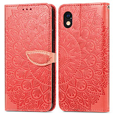Leather Case Stands Fashionable Pattern Flip Cover Holder S04D for Sony Xperia Ace III SO-53C Red
