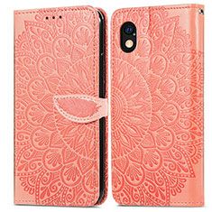 Leather Case Stands Fashionable Pattern Flip Cover Holder S04D for Sony Xperia Ace III SOG08 Orange
