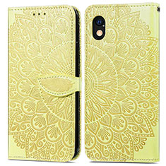Leather Case Stands Fashionable Pattern Flip Cover Holder S04D for Sony Xperia Ace III SOG08 Yellow