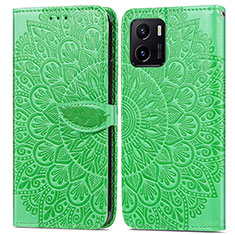 Leather Case Stands Fashionable Pattern Flip Cover Holder S04D for Vivo iQOO U5x Green