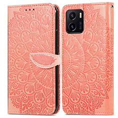 Leather Case Stands Fashionable Pattern Flip Cover Holder S04D for Vivo iQOO U5x Orange