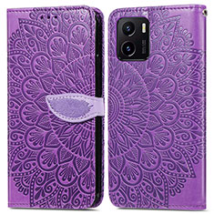 Leather Case Stands Fashionable Pattern Flip Cover Holder S04D for Vivo iQOO U5x Purple