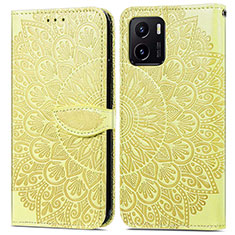 Leather Case Stands Fashionable Pattern Flip Cover Holder S04D for Vivo iQOO U5x Yellow