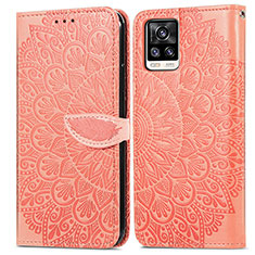 Leather Case Stands Fashionable Pattern Flip Cover Holder S04D for Vivo V20 (2021) Orange