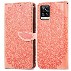 Leather Case Stands Fashionable Pattern Flip Cover Holder S04D for Vivo V20 Orange