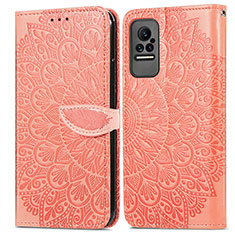 Leather Case Stands Fashionable Pattern Flip Cover Holder S04D for Xiaomi Civi 1S 5G Orange