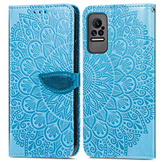 Leather Case Stands Fashionable Pattern Flip Cover Holder S04D for Xiaomi Civi 5G Blue