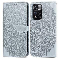 Leather Case Stands Fashionable Pattern Flip Cover Holder S04D for Xiaomi Mi 11i 5G (2022) Gray