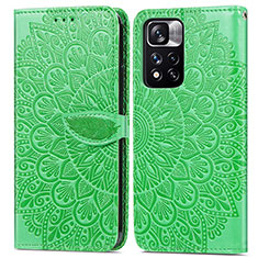 Leather Case Stands Fashionable Pattern Flip Cover Holder S04D for Xiaomi Mi 11i 5G (2022) Green