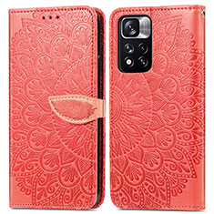 Leather Case Stands Fashionable Pattern Flip Cover Holder S04D for Xiaomi Mi 11i 5G (2022) Red