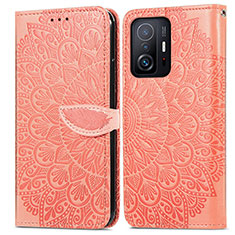 Leather Case Stands Fashionable Pattern Flip Cover Holder S04D for Xiaomi Mi 11T 5G Orange