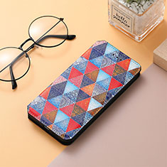 Leather Case Stands Fashionable Pattern Flip Cover Holder S04D for Xiaomi Poco C55 Brown
