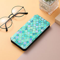Leather Case Stands Fashionable Pattern Flip Cover Holder S04D for Xiaomi Poco C55 Green