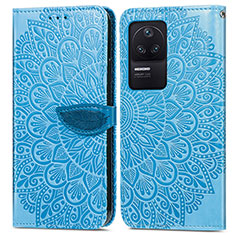 Leather Case Stands Fashionable Pattern Flip Cover Holder S04D for Xiaomi Poco F4 5G Blue