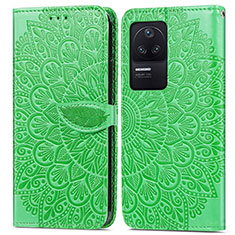 Leather Case Stands Fashionable Pattern Flip Cover Holder S04D for Xiaomi Poco F4 5G Green