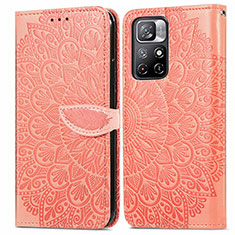 Leather Case Stands Fashionable Pattern Flip Cover Holder S04D for Xiaomi Poco M4 Pro 5G Orange