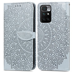 Leather Case Stands Fashionable Pattern Flip Cover Holder S04D for Xiaomi Redmi 10 (2022) Gray