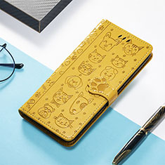 Leather Case Stands Fashionable Pattern Flip Cover Holder S04D for Xiaomi Redmi 11A 4G Yellow