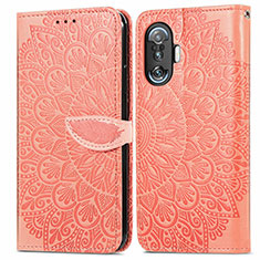 Leather Case Stands Fashionable Pattern Flip Cover Holder S04D for Xiaomi Redmi K40 Gaming 5G Orange