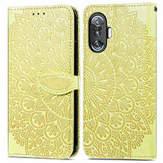 Leather Case Stands Fashionable Pattern Flip Cover Holder S04D for Xiaomi Redmi K40 Gaming 5G Yellow