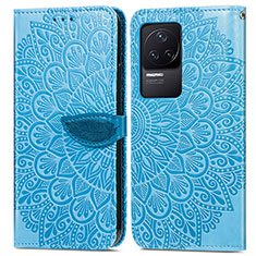 Leather Case Stands Fashionable Pattern Flip Cover Holder S04D for Xiaomi Redmi K50 5G Blue