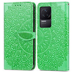 Leather Case Stands Fashionable Pattern Flip Cover Holder S04D for Xiaomi Redmi K50 Pro 5G Green