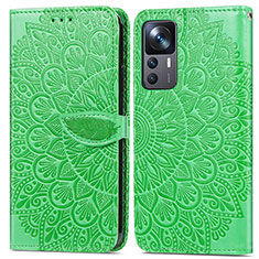 Leather Case Stands Fashionable Pattern Flip Cover Holder S04D for Xiaomi Redmi K50 Ultra 5G Green