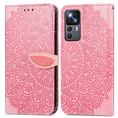 Leather Case Stands Fashionable Pattern Flip Cover Holder S04D for Xiaomi Redmi K50 Ultra 5G Rose Gold