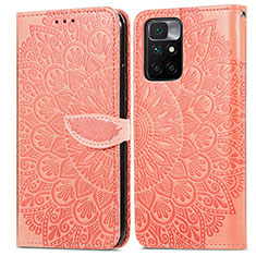 Leather Case Stands Fashionable Pattern Flip Cover Holder S04D for Xiaomi Redmi Note 11 4G (2021) Orange