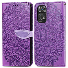 Leather Case Stands Fashionable Pattern Flip Cover Holder S04D for Xiaomi Redmi Note 11 4G (2022) Purple