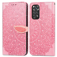 Leather Case Stands Fashionable Pattern Flip Cover Holder S04D for Xiaomi Redmi Note 11 4G (2022) Rose Gold