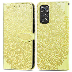 Leather Case Stands Fashionable Pattern Flip Cover Holder S04D for Xiaomi Redmi Note 11 4G (2022) Yellow